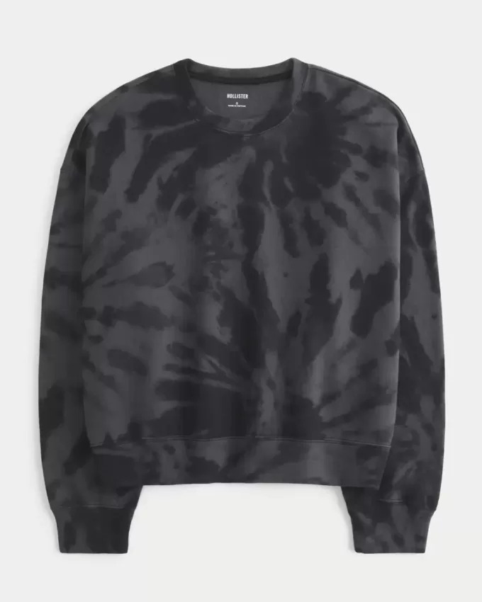 Sudadera con cuello redondo y estampado tie-dye fácil Sudadera con cuello redondo y estampado tie-dye fácil