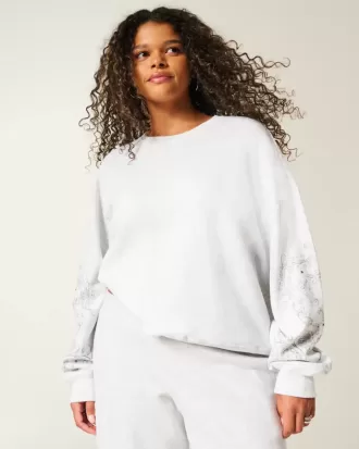 Sudadera con cuello redondo y gráfico con tachuelas Easy