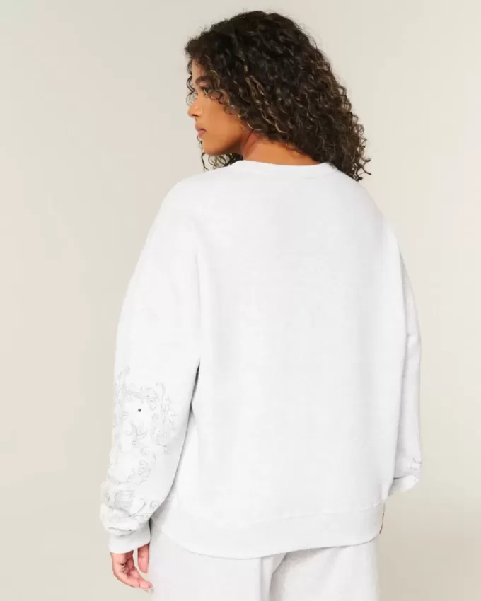 Sudadera con cuello redondo y gráfico con tachuelas Easy Sudadera con cuello redondo y gráfico con tachuelas Easy
