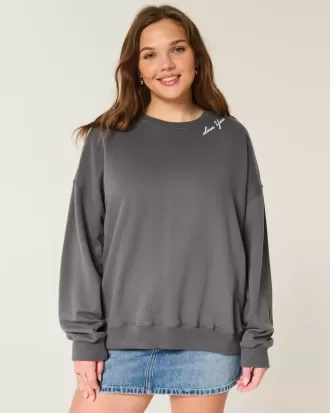 Sudadera con cuello redondo y gráfico de alas de ángel de gran tamaño