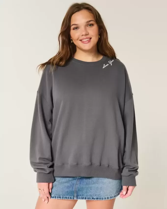 Sudadera con cuello redondo y gráfico de alas de ángel de gran tamaño Sudadera con cuello redondo y gráfico de alas de ángel de gran tamaño