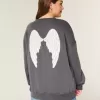 Sudadera con cuello redondo y gráfico de alas de ángel de gran tamaño Sudadera con cuello redondo y gráfico de alas de ángel de gran tamaño