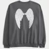 Sudadera con cuello redondo y gráfico de alas de ángel de gran tamaño Sudadera con cuello redondo y gráfico de alas de ángel de gran tamaño