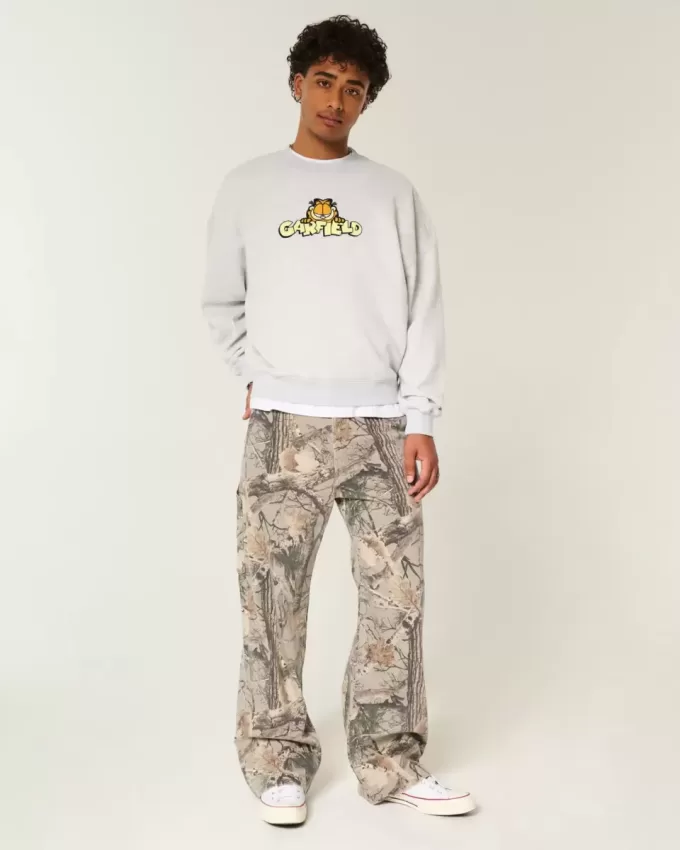 Sudadera con cuello redondo y gráfico de Garfield Sudadera con cuello redondo y gráfico de Garfield