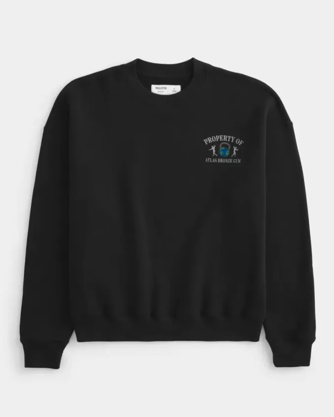 Sudadera con cuello redondo y gráfico de gimnasio Boxy Atlas Bronze Sudadera con cuello redondo y gráfico de gimnasio Boxy Atlas Bronze