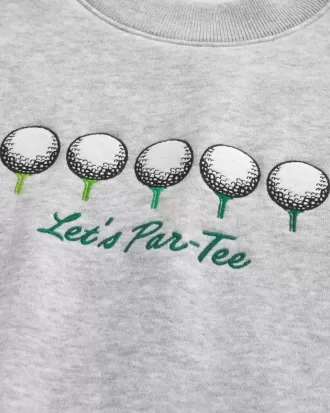 Sudadera con cuello redondo y gráfico de golf cuadrado