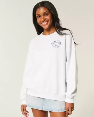 Sudadera con cuello redondo y gráfico de graduación de gran tamaño de la clase de 2025 Sudadera con cuello redondo y gráfico de graduación de gran tamaño de la clase de 2025