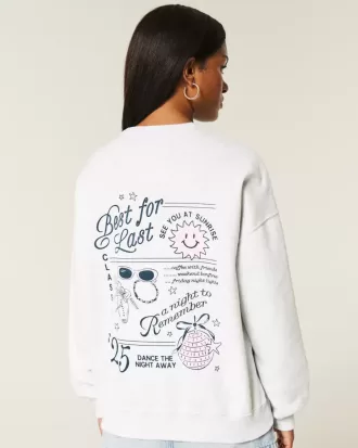 Sudadera con cuello redondo y gráfico de graduación de gran tamaño de la clase de 2025 Sudadera con cuello redondo y gráfico de graduación de gran tamaño de la clase de 2025