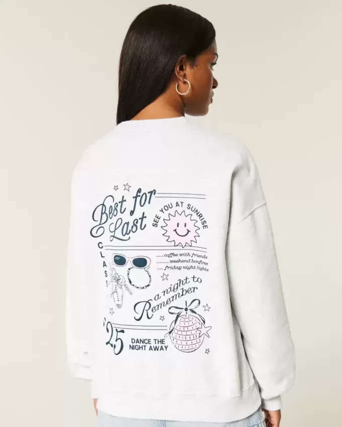 Sudadera con cuello redondo y gráfico de graduación de gran tamaño de la clase de 2025 Sudadera con cuello redondo y gráfico de graduación de gran tamaño de la clase de 2025