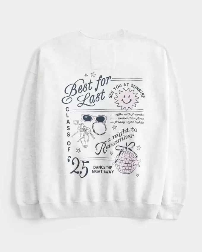 Sudadera con cuello redondo y gráfico de graduación de gran tamaño de la clase de 2025 Sudadera con cuello redondo y gráfico de graduación de gran tamaño de la clase de 2025