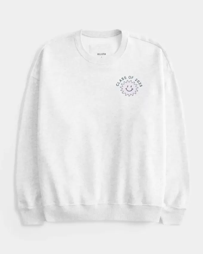 Sudadera con cuello redondo y gráfico de graduación de gran tamaño de la clase de 2025 Sudadera con cuello redondo y gráfico de graduación de gran tamaño de la clase de 2025