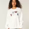 Sudadera con cuello redondo y gráfico de Nueva York de gran tamaño Sudadera con cuello redondo y gráfico de Nueva York de gran tamaño