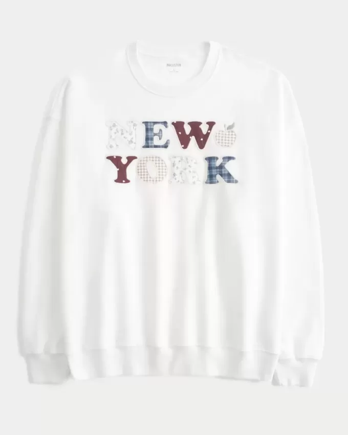 Sudadera con cuello redondo y gráfico de Nueva York de gran tamaño Sudadera con cuello redondo y gráfico de Nueva York de gran tamaño