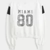 Sudadera con estampado gráfico de Miami y hombros descubiertos Sudadera con estampado gráfico de Miami y hombros descubiertos