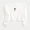 Sudadera con hombros descubiertos y doble gráfico fácil Sudadera con hombros descubiertos y doble gráfico fácil