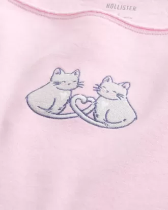 Sudadera con hombros descubiertos y doble gráfico fácil