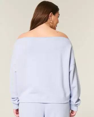 Sudadera con hombros descubiertos y doble gráfico fácil