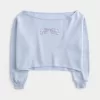 Sudadera con hombros descubiertos y doble gráfico fácil Sudadera con hombros descubiertos y doble gráfico fácil