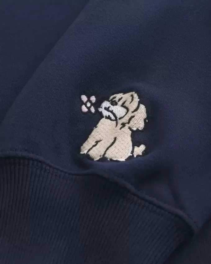 Sudadera con hombros descubiertos y doble gráfico fácil
