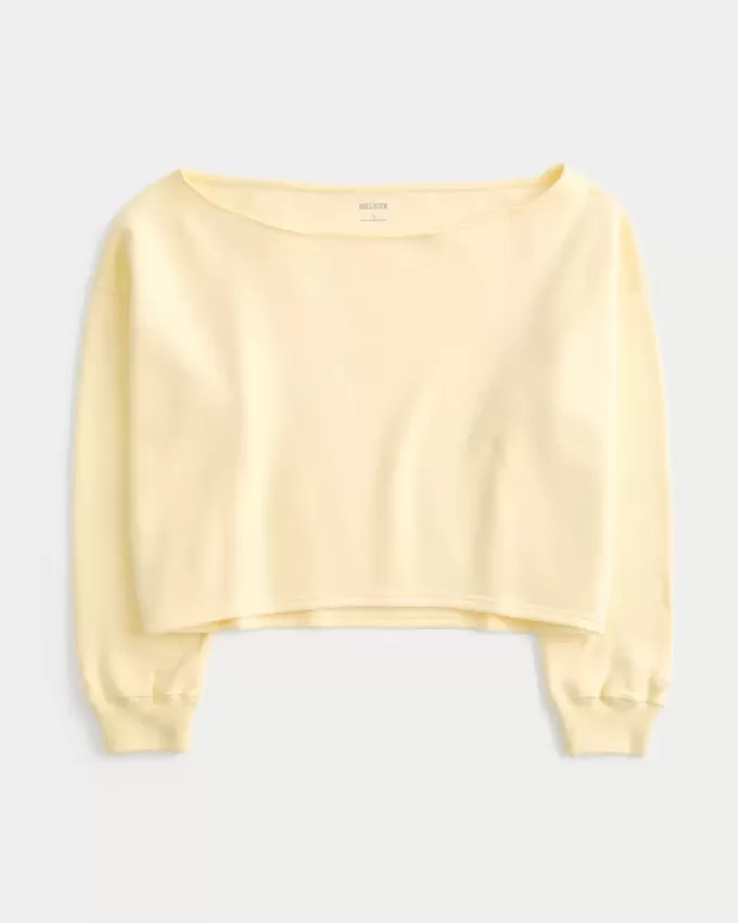 Sudadera fácil con hombros descubiertos dobles