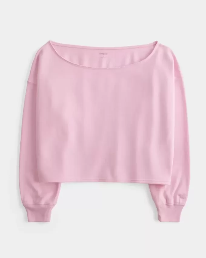 Sudadera fácil con hombros descubiertos dobles