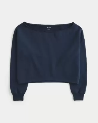 Sudadera fácil con hombros descubiertos dobles