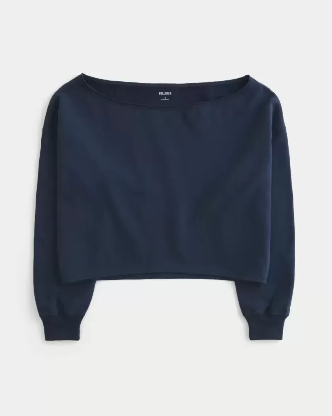 Sudadera fácil con hombros descubiertos dobles