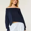 Sudadera fácil con hombros descubiertos dobles Sudadera fácil con hombros descubiertos dobles