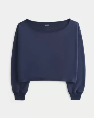 Sudadera fácil con hombros descubiertos dobles
