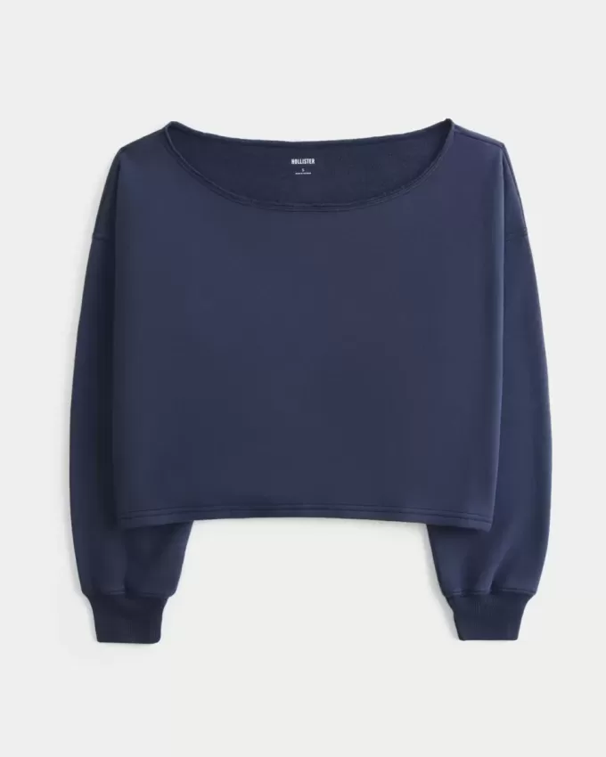 Sudadera fácil con hombros descubiertos dobles