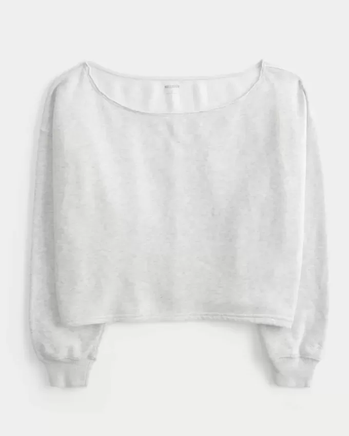 Sudadera fácil con hombros descubiertos dobles