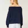 Sudadera fácil con hombros descubiertos dobles Sudadera fácil con hombros descubiertos dobles