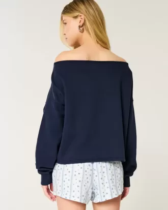 Sudadera fácil con hombros descubiertos dobles