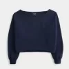 Sudadera fácil con hombros descubiertos dobles Sudadera fácil con hombros descubiertos dobles