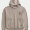 Sudadera holgada con capucha y estampado de araña Sudadera holgada con capucha y estampado de araña
