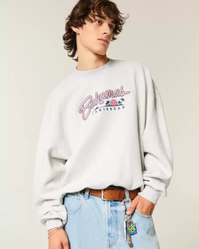 Sudadera holgada con cuello redondo y estampado Bahamas Sudadera holgada con cuello redondo y estampado Bahamas
