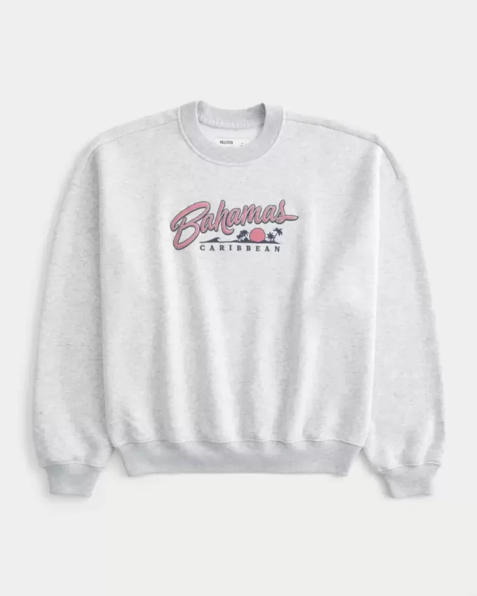 Sudadera holgada con cuello redondo y estampado Bahamas Sudadera holgada con cuello redondo y estampado Bahamas