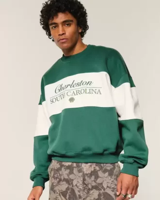 Sudadera holgada con cuello redondo y estampado Charleston