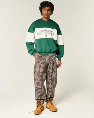 Sudadera holgada con cuello redondo y estampado Charleston