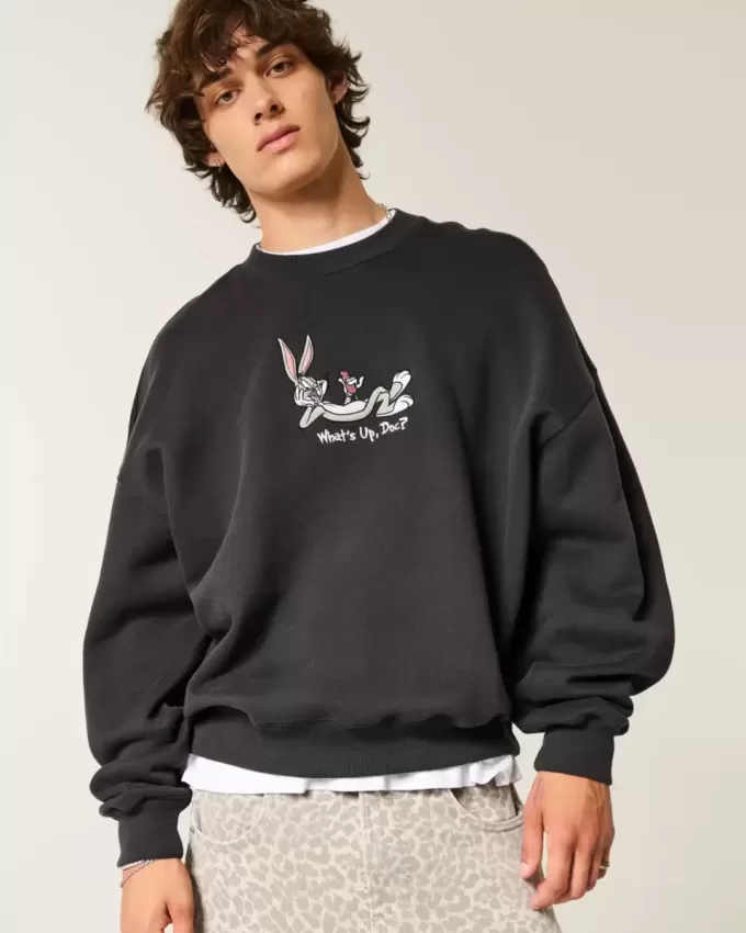 Sudadera holgada con cuello redondo y estampado de Bugs Bunny