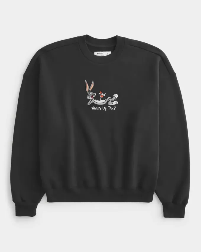Sudadera holgada con cuello redondo y estampado de Bugs Bunny