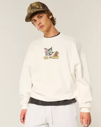 Sudadera holgada con cuello redondo y estampado de Tom y Jerry