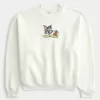 Sudadera holgada con cuello redondo y estampado de Tom y Jerry
