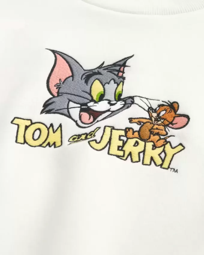 Sudadera holgada con cuello redondo y estampado de Tom y Jerry