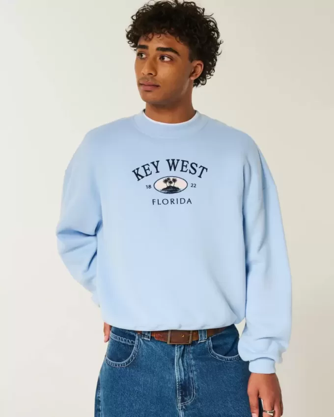 Sudadera holgada con cuello redondo y estampado gráfico de Key West