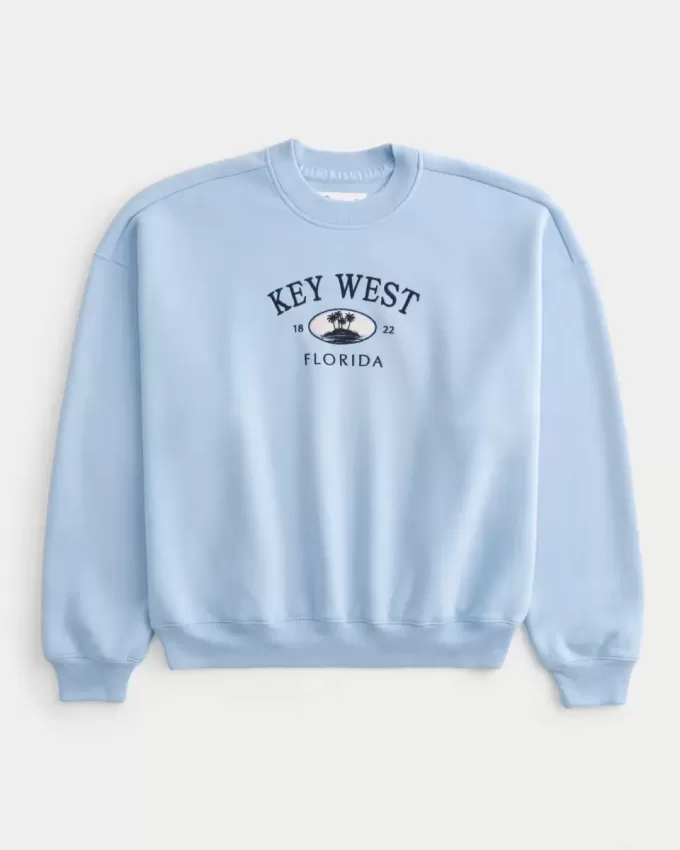 Sudadera holgada con cuello redondo y estampado gráfico de Key West