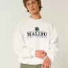 Sudadera holgada con cuello redondo y estampado Malibu Sudadera holgada con cuello redondo y estampado Malibu