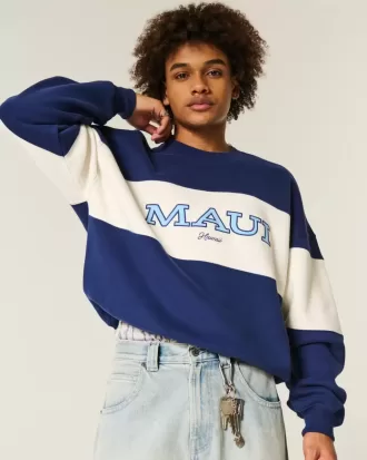 Sudadera holgada con cuello redondo y estampado Maui
