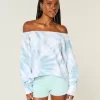Sudadera tie-dye fácil con doble hombro descubierto
