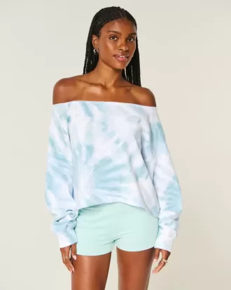 Sudadera tie-dye fácil con doble hombro descubierto